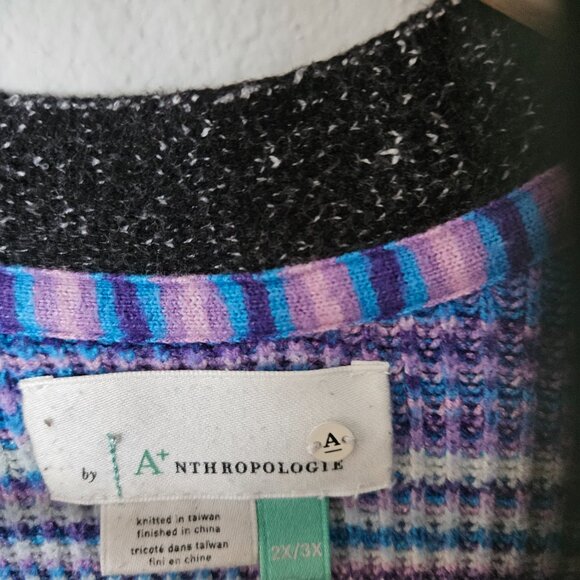 Anthropologie Space-Dyed Longline Cardigan - Multi Stripe - 2X-3X - Picture 3 of 3